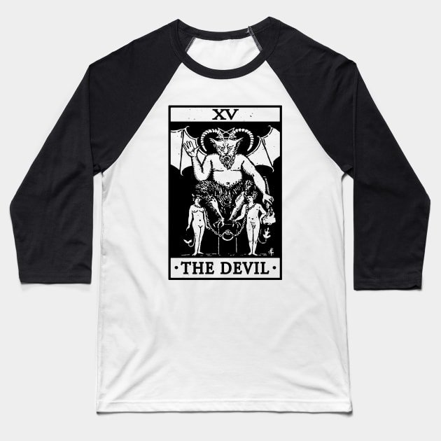 VINTAGE TAROT CARD T SHIRT, THE DEVIL CARD, OCCULT, TAROT Baseball T-Shirt by ShirtFace